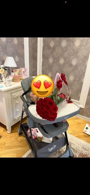 Uşaq arabaları: Uşaq yemək stulu – çoxfunksiyalı, tənzimlənən model - Rəng: boz - — 2