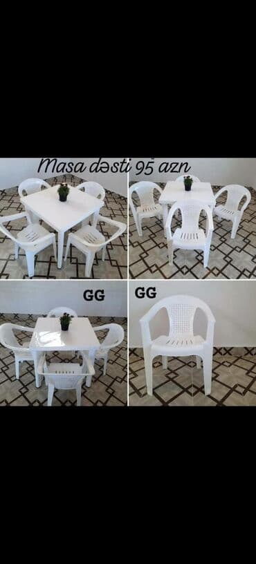 heyet ucun oturacaqlar: Balkon üçün, Açılmayan, Kvadrat masa, 4 stul — 1