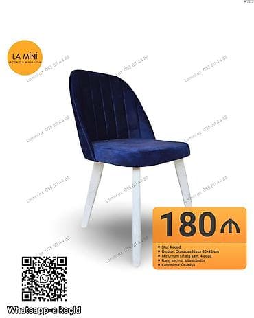 Məhsul: Yumşaq oturacaqlı stul Xüsusiyyətlər: - Say: 4 ədəd - Ölçü