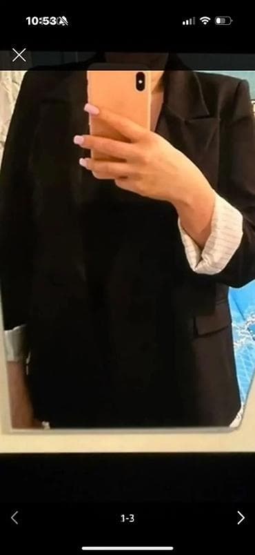 pencəy: Qadın üçün qara blazer - Klassik dizayn, sərbəst düz kəsim - İkiqat — 3