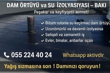 Xidmət: Dam örtüyü və su izolyasiyası – Bakı Təsvir: - Peşəkar və lalafo.az -da Xidmət: Dam örtüyü və su izolyasiyası – Bakı Təsvir: - Peşəkar və