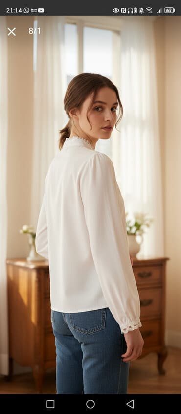 Ağ qadın köynəyi – Trendyol - Rəng: saf ağ - Model: uzunqol, düyməli lalafo.az -da Ağ qadın köynəyi – Trendyol - Rəng: saf ağ - Model: uzunqol, düyməli