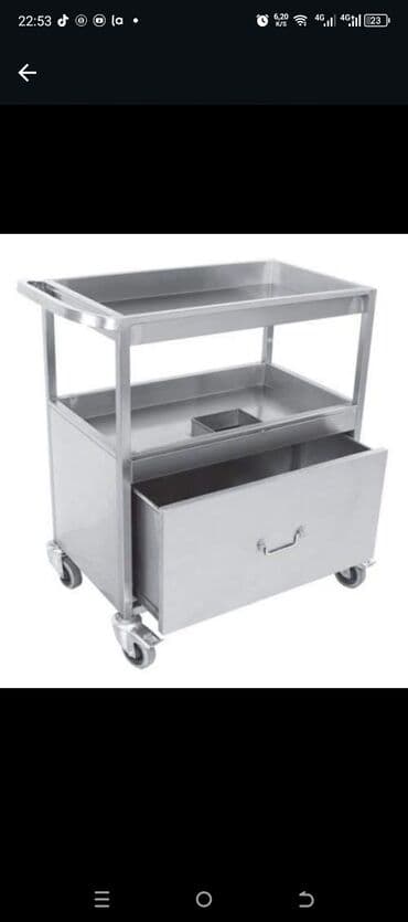 Mağaza arabaları: Paslanmayan metaldan hazırlanmış, dörd təkərli, yuxarıda tutacaqı olan lalafo.az -da — 5 Mağaza arabaları: Paslanmayan metaldan hazırlanmış, dörd təkərli, yuxarıda tutacaqı olan — 5