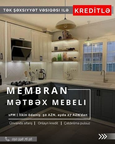 Sifarişlə mətbəx dəsti, Özü çəkən petlələr, Sadə laminat, Kredit var, Pulsuz çatdırılma lalafo.az -da Sifarişlə mətbəx dəsti, Özü çəkən petlələr, Sadə laminat, Kredit var, Pulsuz çatdırılma