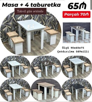 Mətbəx üçün, Yeni, Açılmayan, Dördbucaq masa, 4 stul lalafo.az -da Mətbəx üçün, Yeni, Açılmayan, Dördbucaq masa, 4 stul