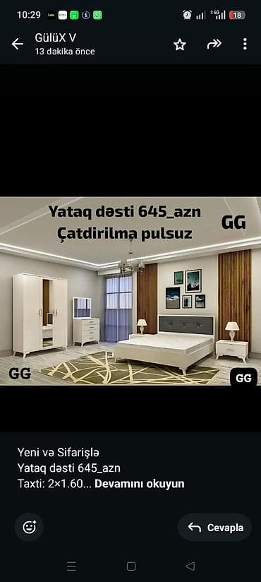 Yeni və Sifarişlə Yataq dəsti 645_azn Taxti: 2×1.60 Dolab: 2×47×1.20 lalafo.az -da Yeni və Sifarişlə Yataq dəsti 645_azn Taxti: 2×1.60 Dolab: 2×47×1.20