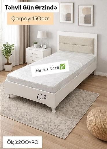 Təknəfərlik çarpayı, Matras ilə, Siyirməsiz lalafo.az -da Təknəfərlik çarpayı, Matras ilə, Siyirməsiz