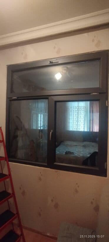 Alüminium profil pəncərə sistemi Hün 165sm, Eni 160sm - Rəng: tünd lalafo.az -da Alüminium profil pəncərə sistemi Hün 165sm, Eni 160sm - Rəng: tünd