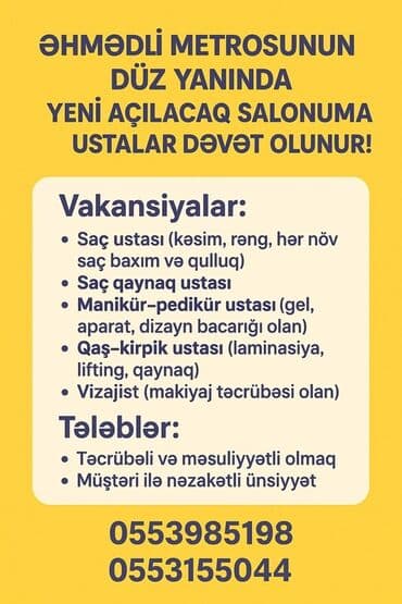 Qadın saç ustası tələb olunur, Faiz lalafo.az -da Qadın saç ustası tələb olunur, Faiz