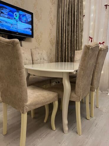 Qonaq otağı üçün, İşlənmiş, Açılan, Yumru masa, 6 stul lalafo.az -da Qonaq otağı üçün, İşlənmiş, Açılan, Yumru masa, 6 stul