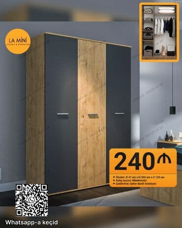 Yeni, Açılan, 3 qapılı Düz dolab, Qarderob, paltar dolabı, Azərbaycan lalafo.az -da Yeni, Açılan, 3 qapılı Düz dolab, Qarderob, paltar dolabı, Azərbaycan