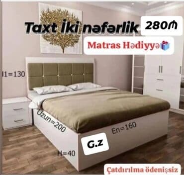İki nəfərlik taxt - Ölçülər: Uzunluq 200 sm, En 160 sm, Başlıq lalafo.az -da İki nəfərlik taxt - Ölçülər: Uzunluq 200 sm, En 160 sm, Başlıq