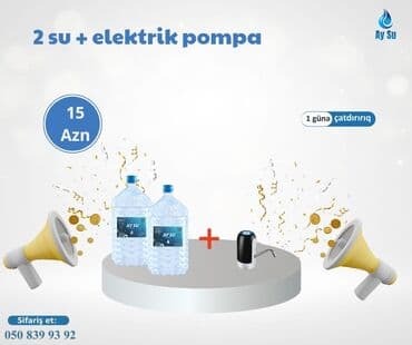 Paket: 2 ədəd “Ay Su” böyük həcmli su + elektrikli su pompası lalafo.az -da Paket: 2 ədəd “Ay Su” böyük həcmli su + elektrikli su pompası