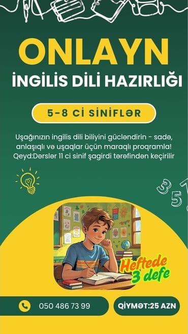 Xarici dil kursu, İngilis dili, Uşaqlar üçün, Abituriyentlər üçün lalafo.az -da Xarici dil kursu, İngilis dili, Uşaqlar üçün, Abituriyentlər üçün