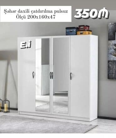 Yeni, Açılan, 4 qapılı Düz dolab, Qarderob, paltar dolabı lalafo.az -da Yeni, Açılan, 4 qapılı Düz dolab, Qarderob, paltar dolabı