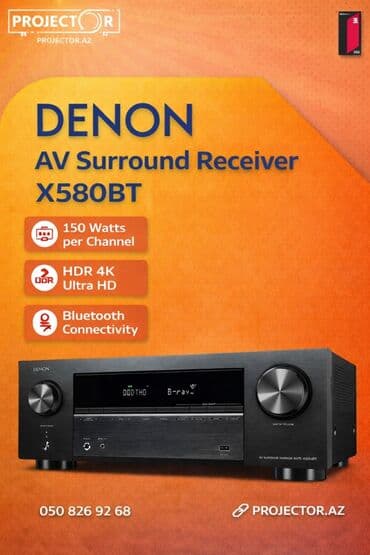 DENON AV Surround Receiver X580BT - Hər kanal üçün 150 W güc - HDR 4K lalafo.az -da DENON AV Surround Receiver X580BT - Hər kanal üçün 150 W güc - HDR 4K