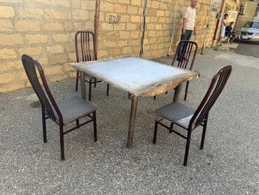 Masa desti 4 dest ustu taxtadir alti demir.4 stul daxil. Qiymet 60 lalafo.az -da Masa desti 4 dest ustu taxtadir alti demir.4 stul daxil. Qiymet 60