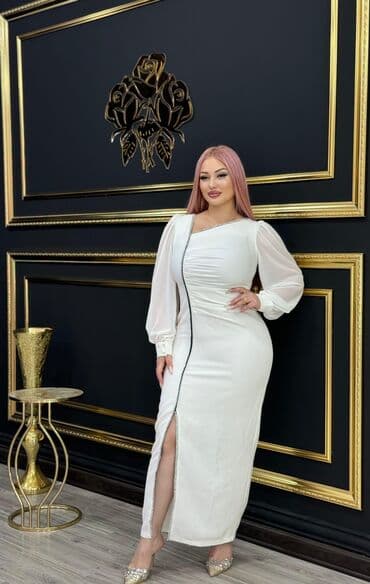 Zərif xətlərə malik uzun ziyafət donu. - Rənglər: ağ, kral mavi, qara lalafo.az -da Zərif xətlərə malik uzun ziyafət donu. - Rənglər: ağ, kral mavi, qara