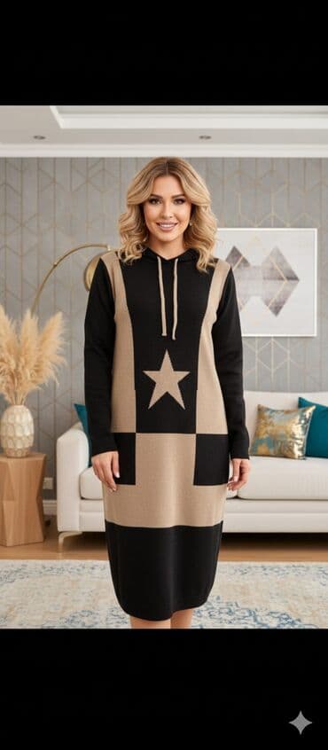 Qadınlar üçün trikotaj kapşonlu geyim – midi uzunluq - Model lalafo.az -da Qadınlar üçün trikotaj kapşonlu geyim – midi uzunluq - Model