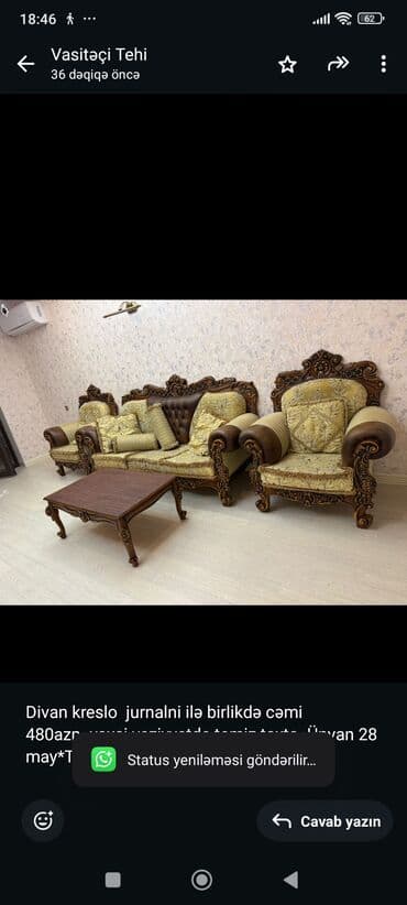 Divan, Jurnal masası, 2 kreslo lalafo.az -da Divan, Jurnal masası, 2 kreslo