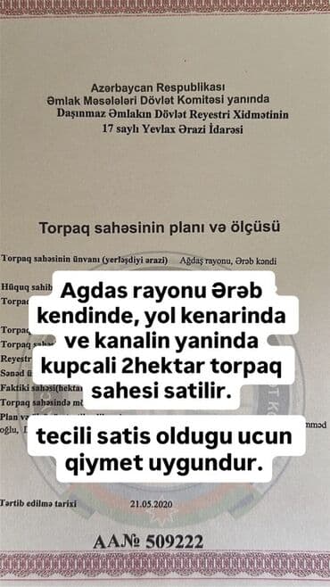 Ağdaş rayonu, Ərəb kəndində yerləşən torpaq sahəsi. Xüsusiyyətlər: - lalafo.az -da Ağdaş rayonu, Ərəb kəndində yerləşən torpaq sahəsi. Xüsusiyyətlər: -