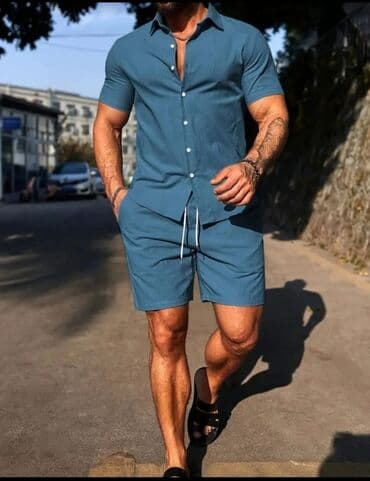 Мужской стильный летний костюм. Размер S-M lalafo.az -da Мужской стильный летний костюм. Размер S-M