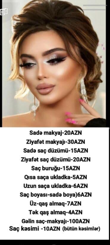 Gözəllik xidməti – makiyaj, saç düzümü və saç kəsimi Təklif olunan lalafo.az -da Gözəllik xidməti – makiyaj, saç düzümü və saç kəsimi Təklif olunan