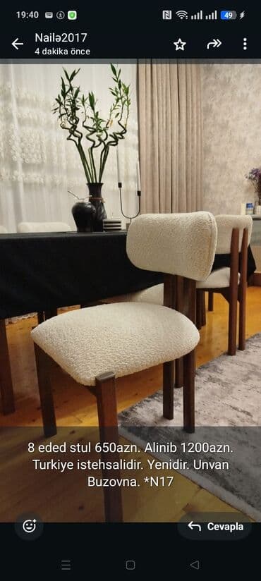 8 eded stul 650azn. Alinib 1200azn. Turkiye istehsalidir. Yenidir lalafo.az -da 8 eded stul 650azn. Alinib 1200azn. Turkiye istehsalidir. Yenidir