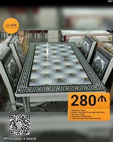 Mətbəx üçün, Açılan, Dördbucaq masa, 4 stul lalafo.az -da Mətbəx üçün, Açılan, Dördbucaq masa, 4 stul