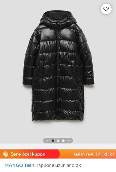 Манежи: MANGO Teen kapitone uzun anorak - Rəng: qara, parlaq tekstura - Ölçü at lalafo.az — 4 Манежи: MANGO Teen kapitone uzun anorak - Rəng: qara, parlaq tekstura - Ölçü — 4