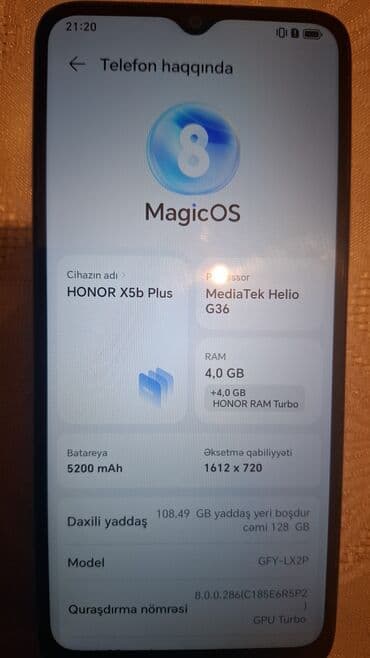 Honor X5b Plus, 128 ГБ, цвет - Голубой at lalafo.az Honor X5b Plus, 128 ГБ, цвет - Голубой