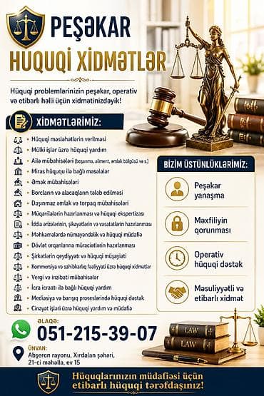Hüquqi xidmətlər | Hüquqi məsləhətlər, Hüquqi şəxslərin dövlət qeydiyyatına alınması, Miqrasiya xidmətləri lalafo.az -da Hüquqi xidmətlər | Hüquqi məsləhətlər, Hüquqi şəxslərin dövlət qeydiyyatına alınması, Miqrasiya xidmətləri