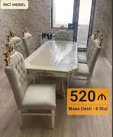 Для гостиной, Новый, Нераскладной, Прямоугольный стол, 6 стульев at lalafo.az Для гостиной, Новый, Нераскладной, Прямоугольный стол, 6 стульев
