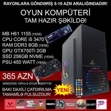 Oyun üçün Kompüter "RGB Legion Core i5 3470 GTX750Ti 2GB 256GB NVME” lalafo.az -da Oyun üçün Kompüter "RGB Legion Core i5 3470 GTX750Ti 2GB 256GB NVME”