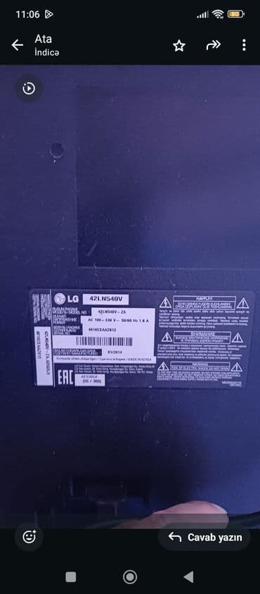 LG 42LN540V – 42 düymlük LED televizor satılır təcili isdiyen yazsın lalafo.az -da LG 42LN540V – 42 düymlük LED televizor satılır təcili isdiyen yazsın