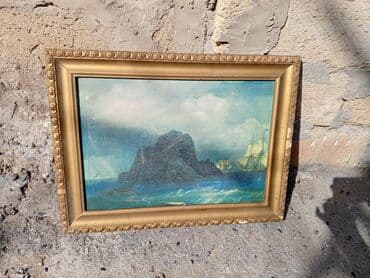 Dəniz mənzərəli tablo – çərçivəli - Mövzu: Qayalı sahil fonunda lalafo.az -da Dəniz mənzərəli tablo – çərçivəli - Mövzu: Qayalı sahil fonunda