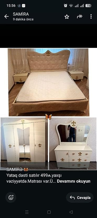 SAMİRƏ 🦋 Yataq dəsti satılır 499₼.yaxşı vəziyyətdə.Matrası var.Ünvan lalafo.az -da SAMİRƏ 🦋 Yataq dəsti satılır 499₼.yaxşı vəziyyətdə.Matrası var.Ünvan
