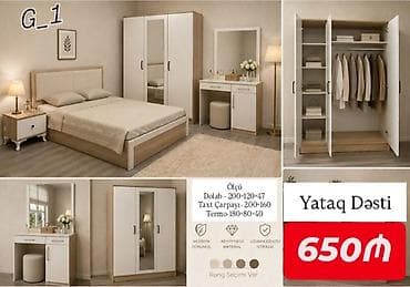 Yataq Dəsti – G_1 modeli Tərkib: - Taxt çarpayı (200×160 sm) - 3 lalafo.az -da Yataq Dəsti – G_1 modeli Tərkib: - Taxt çarpayı (200×160 sm) - 3