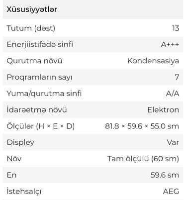 eurolux qabyuyan: Qabyuyan maşın Aeg, Tam qabaritli (60 sm.), Quraşdırılan, Yeni lalafo.az -da — 5 eurolux qabyuyan: Qabyuyan maşın Aeg, Tam qabaritli (60 sm.), Quraşdırılan, Yeni — 5