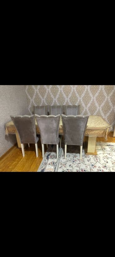 Qonaq otağı üçün, İşlənmiş, Dördbucaq masa, 6 stul lalafo.az -da Qonaq otağı üçün, İşlənmiş, Dördbucaq masa, 6 stul