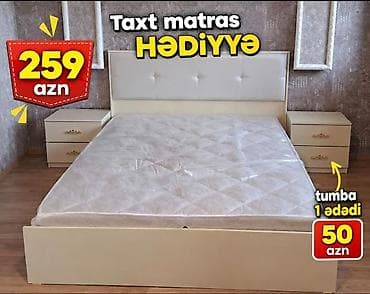 Yataq dəsti – krem rəngli taxt və yumşaq başlıqla. - Ölçü: iki lalafo.az -da Yataq dəsti – krem rəngli taxt və yumşaq başlıqla. - Ölçü: iki