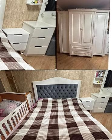 Двуспальная кровать, Шкаф, Комод, Трюмо, Б/у at lalafo.az Двуспальная кровать, Шкаф, Комод, Трюмо, Б/у
