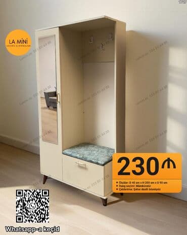 Düz dolab, Dəhliz üçün, Paltar üçün, Açılan, Korpuslu, 1 qapı lalafo.az -da Düz dolab, Dəhliz üçün, Paltar üçün, Açılan, Korpuslu, 1 qapı