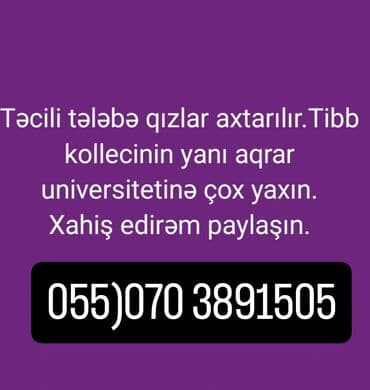 Tələbə qızlar üçün kirayə otaqlar – Tibb Kollecinin düz yanında, Aqrar lalafo.az -da Tələbə qızlar üçün kirayə otaqlar – Tibb Kollecinin düz yanında, Aqrar