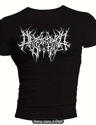 Qara rəngli uniseks t‑şört. Ön hissədə ağ rəngdə metal/black-metal lalafo.az -da Qara rəngli uniseks t‑şört. Ön hissədə ağ rəngdə metal/black-metal