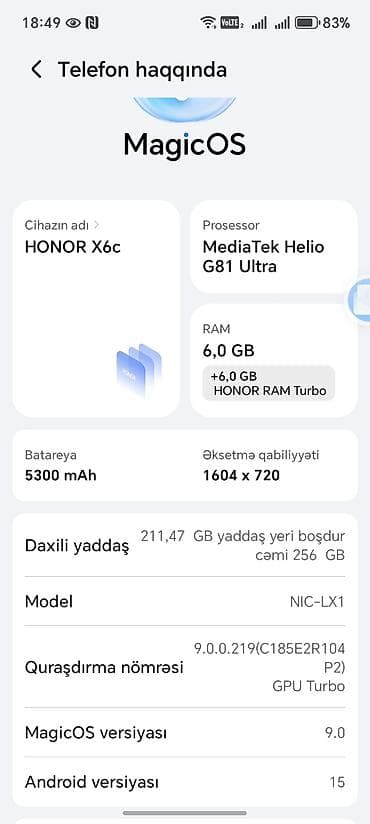 Honor X6c, 256 GB, rəng - Yaşıl, İki sim kartlı lalafo.az -da Honor X6c, 256 GB, rəng - Yaşıl, İki sim kartlı