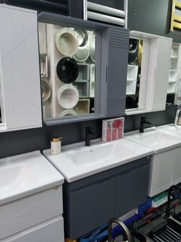 Mətbəx çanaqları: Ağ rəngli keramika lavabo və tünd boz rəngli ikiqapılı şkafdan ibarət lalafo.az -da — 1 Mətbəx çanaqları: Ağ rəngli keramika lavabo və tünd boz rəngli ikiqapılı şkafdan ibarət — 1