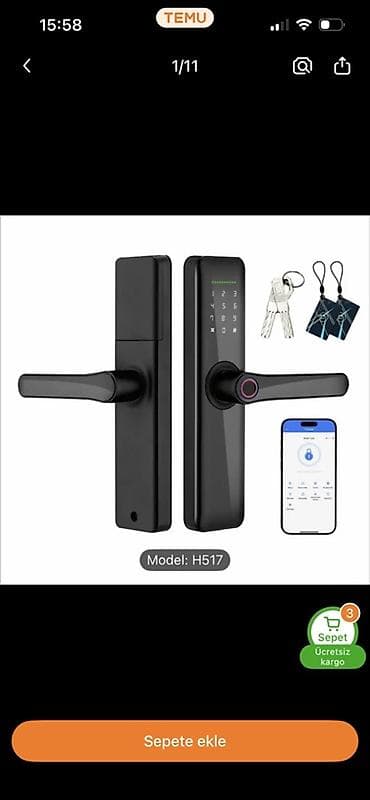 Ağıllı qapı kilidi – Model: H517 - Açarsız giriş: tək toxunuşla lalafo.az -da Ağıllı qapı kilidi – Model: H517 - Açarsız giriş: tək toxunuşla
