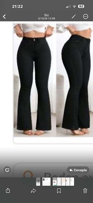 Qadın şalvarı – qara rəng, yüksək belli, “bootcut”/“trapez” kəsim - lalafo.az -da Qadın şalvarı – qara rəng, yüksək belli, “bootcut”/“trapez” kəsim -