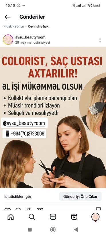 Qadın saç ustası tələb olunur, Yerin icarəsi, 1-2 illik təcrübə lalafo.az -da — 3 Qadın saç ustası tələb olunur, Yerin icarəsi, 1-2 illik təcrübə — 3